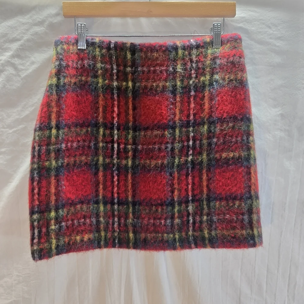Lauren Ralph Lauren Women's Size 8 Plaid Mohair Pencil Mini Skirt 28" Waist - Picture 3 of 8